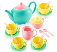 JOYIN 18 Pezzi Set da Tè Giocattoli per Bambini Simulato Tè Festa Set Senza ftalati senza Bpa (I colori possono variare)