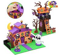 JOYIN 2 Kit di artigianato 3D per casa stregata in schiuma di Halloween per bambini, casa sull'albero di Halloween e casa di zucca, fai-da-te per arte e artigianato bomboniere per feste di Halloween