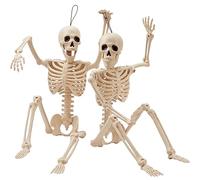 JOYIN 2 Pezzi 24" Scheletri di Halloween Scheletri Posabili per Tutto il Corpo Ossa di Plastica Umane con Giunti Mobili per Decorazioni Spettrali per Interni ed Esterni