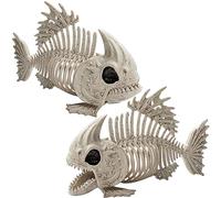 JOYIN 2 pezzi 9,5 Halloween Poseable Fish Skeleton Decor Ossa di animali in plastica con giunti mobili per Halloween decorazioni per interni ed esterni, accessori per feste, cortile, patio, prato,