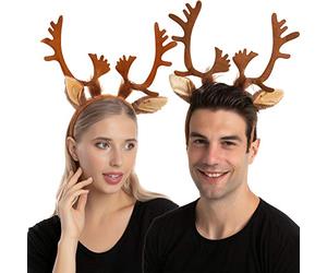 JOYIN 2 pezzi Fascia di orecchie da renna Corna da renna Taglia unica Trick or treating Bambini Adulti Puntelli costume Accessori