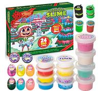 JOYIN 2025 Calendario dall'avvento Natalizio per bambini con conto alla roviscia di 24 giorni con 16 pezzi di slime melma e 8 pezzi di accessori DIY giocattoli per bambini