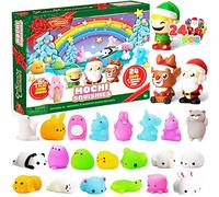 JOYIN 2025 Calendario dell'Avvento Mochi Squishy Natale Calendario dell'Avvento con conto alla rovescia di 24 giorni con 21 simpatici squishy animali Mochi e 3 grandi giocattoli squishy