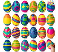 JOYIN 24 pezzi di uova di Plastica giocattoli morbidi Stress Sollievo per stringere con colori assortiti per festa di Pasqua Bomboniere