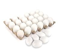 JOYIN 24 uova di Pasqua da 6 cm, uova di legno bianco, uova di Pasqua finte in legno bianco non verniciato, per bambini, fai da te, per dipingere le tue uova, artigianato pasquale, caccia alle uova di