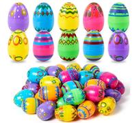 JOYIN 24pcs 6cm Uova di Pasqua Stampate, Uova di Pasqua vuote Riempone e Colorate di plastica Bulk di plastica per Caccia di Pasqua, Favore della Festa, riempimento di cesti