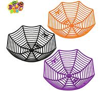 JOYIN 3 ciotole grandi in plastica a forma di ragnatela, per Halloween, dolcetto o scherzetto, ciotole per caramelle a tema Halloween, decorazione per feste