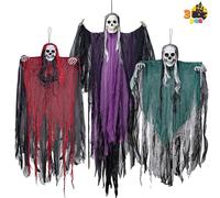 JOYIN 3 decorazioni da appendere per scheletro di Halloween, uno scheletro di 137 cm (54"), due fantasmi scheletro di 81 cm (32") per casa stregata