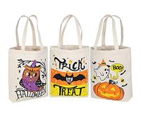 JOYIN 3 pezzi 35cm Sacchetti da regalo di tela riutilizzabile Halloween Trick or treating Sacchetti caramelle zucca Goodie bag Bomboniere festa