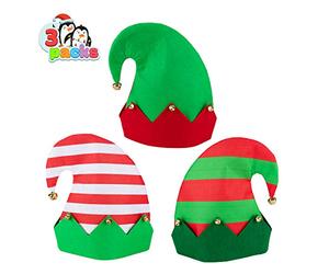 JOYIN 3 pezzi di Cappelli di feltro da elfo colorato con campanellini sonagli per festa Natale Vacanze Taglia Unica Unisex per Bambini Adolescenti Adulti