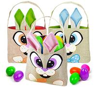 JOYIN 3 pezzi di Sacchetti per la caccia alle uove borse di iuta con le maniglie per eventi pasquali la festa di Pasqua Bomboniere Forniture per bambini