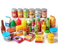 JOYIN 30 Pezzi Giocattoli per Bambini in Plastica Giocattoli Alimentari Scatole della Spesa, Giochi di Imitazione Accessori da Cucina, Cibo Finto Regali per Bambini e Giocattoli al Coperto