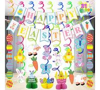 JOYIN 31 PCS decorazioni pasquali uovo coniglietto foglio Swirl partito appeso decorazione Mega Value Kit per la Pasqua e decorazione a tema del partito