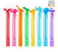 JOYIN 32pcs bolle bomboniere per bambini, 8 colori Dinosauro mini bacchette di bolle, Goodie Bag Stuffers, premi in aula per le ragazze ragazzi, riempitivi borsa festa per i bambini