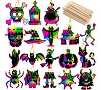 JOYIN 36 pezzi di carta da grattare con arcobaleno di Halloween, con 18 disegni, per artigianato, feste, giochi, attività di Halloween