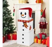 JOYIN 4 scatole impilabili natalizie con coperchio e cappello di Natale, grandi scatole decorative impilabili, scatole per nidificazione, scatole regalo impilabili per Natale e decorazioni invernali