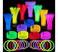 JOYIN 400 Neon Party Kit, 200 Pezzi 8" (20cm) bastoncini luminosi & 200 Connettori per braccialetti, Braccialetti e collane luminose per decorazioni pasquali, natalizie, di Halloween e nozze