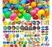 JOYIN 48 pezzi di uova plastica di Pasqua colorate da 6.35 cm di colore vivace preriempite con giocattoli uova di Pasqua sorpresa con 24 diversi giocattoli popolari