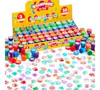 JOYIN 50 timbri assortiti per bambini, autoinchiostranti con 50 motivi per bomboniere di compleanno, premi di carnevale, scolastici, sacchetti regalo, Halloween, Natale (timbro)