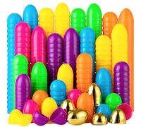 JOYIN 50 uova di Pasqua in plastica, vuote, 5,8 cm, 44 pezzi, colorate con 6 uova dorate, riempibili sfuse per la caccia di Pasqua, bomboniere, cestini, riempitivi, forniture per premi in classe