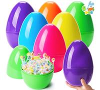 JOYIN 6 pezzi 10" uova di Pasqua solide luminose di plastica Jumbo hanno assortito i colori per il riempimento dei trattamenti, favore del partito di tema di Pasqua, riempitori del cestino