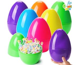 JOYIN 6 pezzi 10" uova di Pasqua solide luminose di plastica Jumbo hanno assortito i colori per il riempimento dei trattamenti, favore del partito di tema di Pasqua, riempitori del cestino