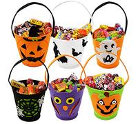 JOYIN 6 Pezzi 16,5cm Cestino con Maniglia Borsa Trick or Treating Bomboniere Snack Sacchetti da Regalo Goodie Bag Decorazioni Secchiello Halloween
