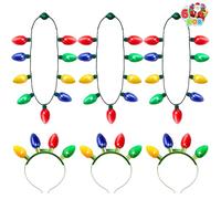 JOYIN 6 Pezzi di cerchietti a Fascia di Natale Illuminato LED e collane con Le lampadine con 6 modalità Lampeggianti per la Festa Accessori per Festa di Natale