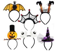 JOYIN 6 Pezzi Fasce per Halloween Zucca, Pipistrello, Strega, Fantasma, Gambe di Strega, Ragnatela per Festa di Halloween, Costume, Dolcetto o Scherzetto, Decorazione Cosplay (Taglia Unica per Tutti)