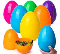 JOYIN 6 uova di Pasqua Jumbo, uova vuote da 7 pollici, in plastica, grandi uova di Pasqua in diversi colori vivaci per la caccia alle uova di Pasqua, giocattoli, dolcetti da riempire