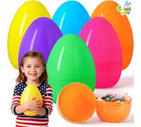 JOYIN 6 uova di Pasqua in plastica Jumbo da 20,3 cm, uova colorate riempibili per feste a tema pasquale, caccia alle uova di Pasqua, riempitivi per cestini, forniture per premi in classe giocattolo