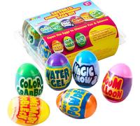 JOYIN 6 uova di Pasqua preriempite con giocattoli, uova di Pasqua in plastica con esperimento scientifico, riempitivo per cestini pasquali per ragazzi e ragazze, regali per feste a tema Pasqua, caccia
