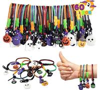 JOYIN 60 Pezzi Braccialetti con Cerniera di Halloween Set Sfuso, Braccialetti con Cerniera Bomboniere per Bambini, Giocattoli Antistress Antistress, Bigiotteria di Halloween, Borsa Regalo di Halloween