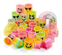 JOYIN 60 pezzi Mini giocattoli a molla in plastica arcobaleno primaverile per feste, giocattoli antistress, mini molle a spirale, giocattoli sfus