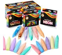 JOYIN 72 PCS Set di gessetti lavabili per marciapiedi in 12 confezioni, 18 colori, inclusi 12 tie-dye, 12 glitter e 12 colori neon, materiale scolastico, aula, all'aperto, regalo per bambini