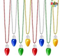 JOYIN 8 Pezzi 45 cm Collane LED con Perline e Ciondolo a Lampadina, Collana Luminosa di Natale con Luci a Lampadina Jumbo in 3 Modalità di Illuminazione, Gioielli di Natale Accessorio per Donne Uomini