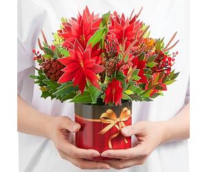 JOYIN Biglietti di auguri natalizi 3D Forever Flower con buste, biglietti pop-up natalizi per membri della famiglia, decorazioni natalizie, regali caldi, Ringraziamento e tutte le occasioni