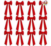 JOYIN Bows di Velluto Rosso da 12 Pacchetti di Natale, 16 "Lunghi per 9" Archi di Natale Decorativi Larghi per Decorazioni per Alberi di Natale Ghirlanda, Decorazioni per Vacanze all'aperto Interno