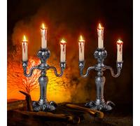 JOYIN Candelabro infestato illuminato, candele a LED con timer di 6 ore, luci tremolanti a batteria, candele per Halloween, decorazione per interni, decorazione di Halloween