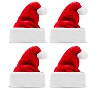 JOYIN Cappelli da Babbo Natale Premium (Confezione da 4), Cappelli di Natale in Velluto Rosso con Polsini Bianchi
