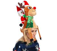 JOYIN Cappello natalizio, motivo: Babbo Natale che cavalca una renna, per travestimenti graziosi in occasione di feste di Natale e altri festeggiamenti, decorazione, accessori per costumi, marrone