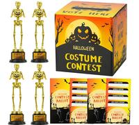 JOYIN Concorso in costume di Halloween Bomboniere per feste in costume urne con 4 premi trofeo scheletro e 50 biglietti di voto Forniture per feste di Halloween per adulti Giochi di festa Concorso