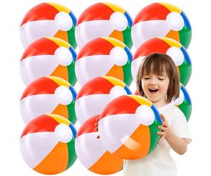 JOYIN Confezione da 12 palloni da spiaggia gonfiabili da 16 pollici, palloni da spiaggia arcobaleno, giocattoli da spiaggia estivi per bambini e adulti, bomboniere per costumi da bagno (16 pollici)