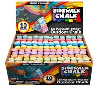 JOYIN Confezione da 120 gessi da marciapiede per bambini, scatola gigante, atossici, colorati, lavabili, per i più piccoli, in 10 colori (120 pezzi)