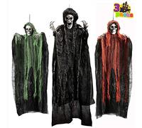 JOYIN - Confezione da 3 mietitrici da appendere (119,4 cm+35"x2) Grim Reapers sospesi (confezione da 3), Halloween Grim Reapers, scheletro volante fantasma per l'arredamento della casa stregata