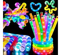 JOYIN Confezione da 9 bastoncini luminosi da 19 cm Tubi pop a LED Giocattoli agitatori Bastoncini luminosi Braccialetti Set di decorazioni per feste Giocattoli sensoriali per bambini
