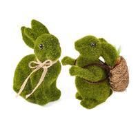 JOYIN Decorazione da tavolo con coniglietto in erba pasquale, ornamento da tavolo, centrotavola, figurine di coniglio floccato, statua da giardino, decorazione pasquale primaverile