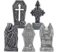 JOYIN Decorazioni per Halloween da 43,2 cm, confezione da 5 lapidi in schiuma per cimitero di Halloween, con 10 paletti in metallo, per Halloween, cimitero, cortile, prato, forniture per feste
