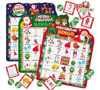 JOYIN Gioco di carte bingo natalizio per 30 giocatori, 3 colori, carte bingo per bambini per attività a scuola, famiglia, aula invernale, bingo per feste di Natale, giochi per adulti