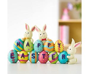 JOYIN HAPPY EASTER centrotavola decorazione tabletop ornamento con figure di coniglietto e uova per la stagione pasquale